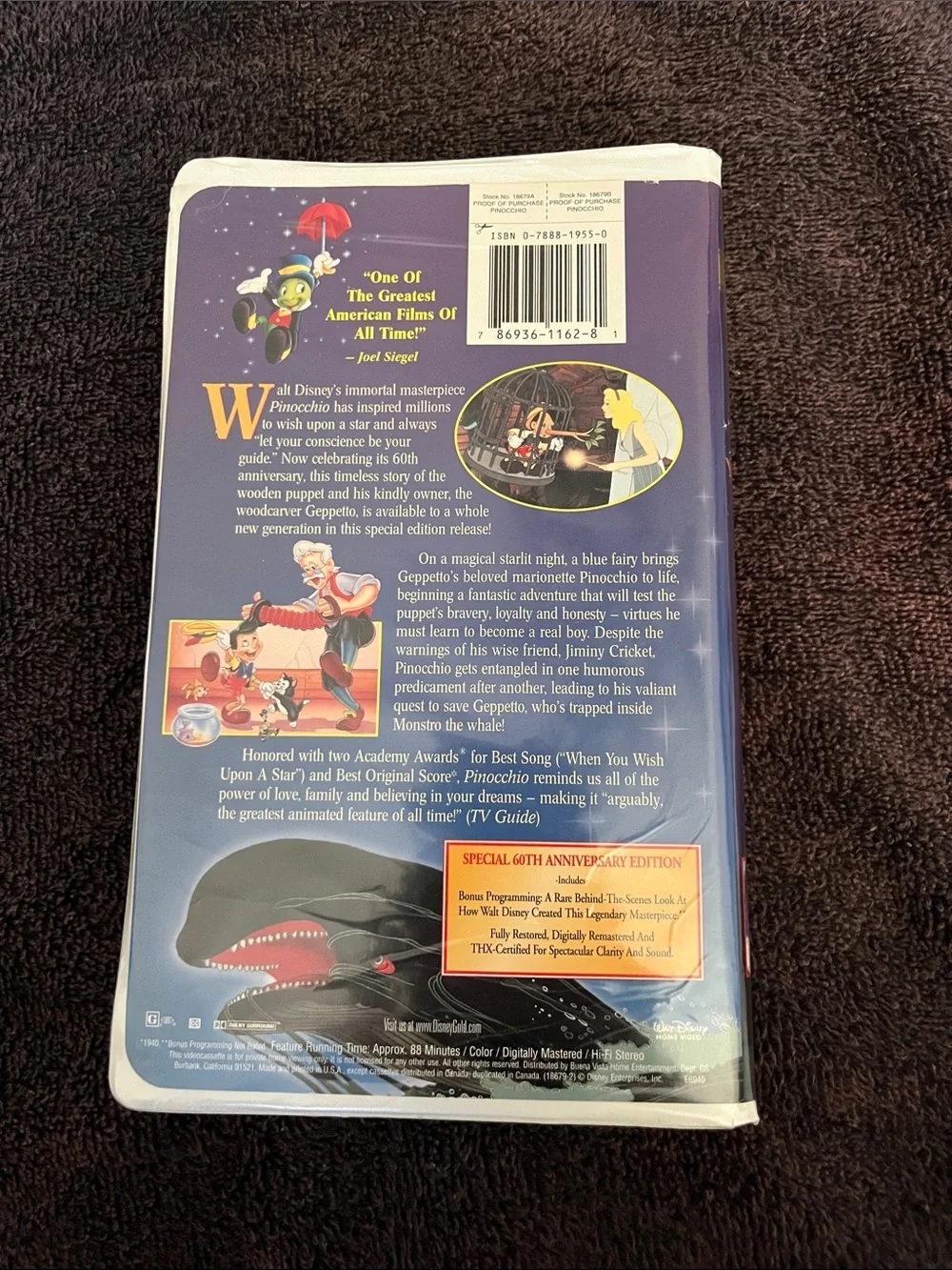 Vintage 2000s Walt Disney Pinocchio VHS - Classic Gold Collection